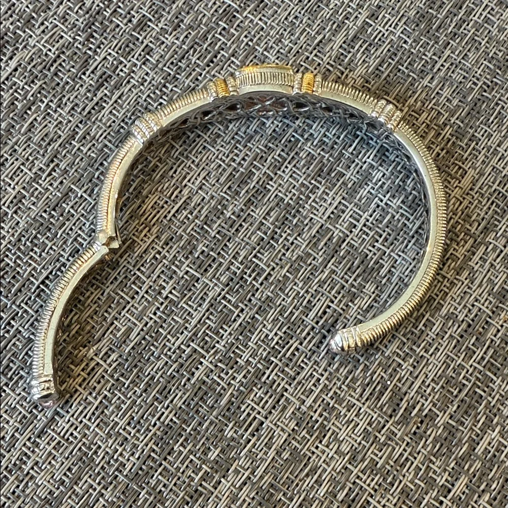 Judith Ripka Silver and Gold Bracelet with Pink Stone And Diamonds - Picture 3 of 4